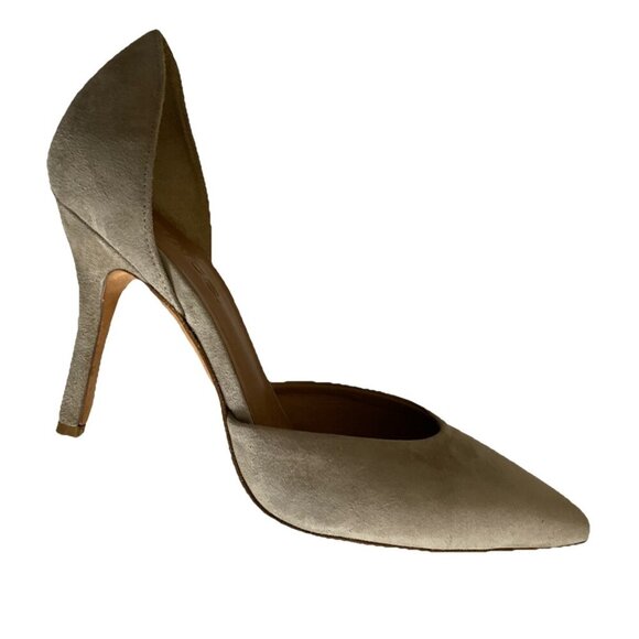 Vince Suede Dorsay Heels Womens Sz 6 M Taupe Biege Italian Office Pointed Toe - Picture 8 of 16